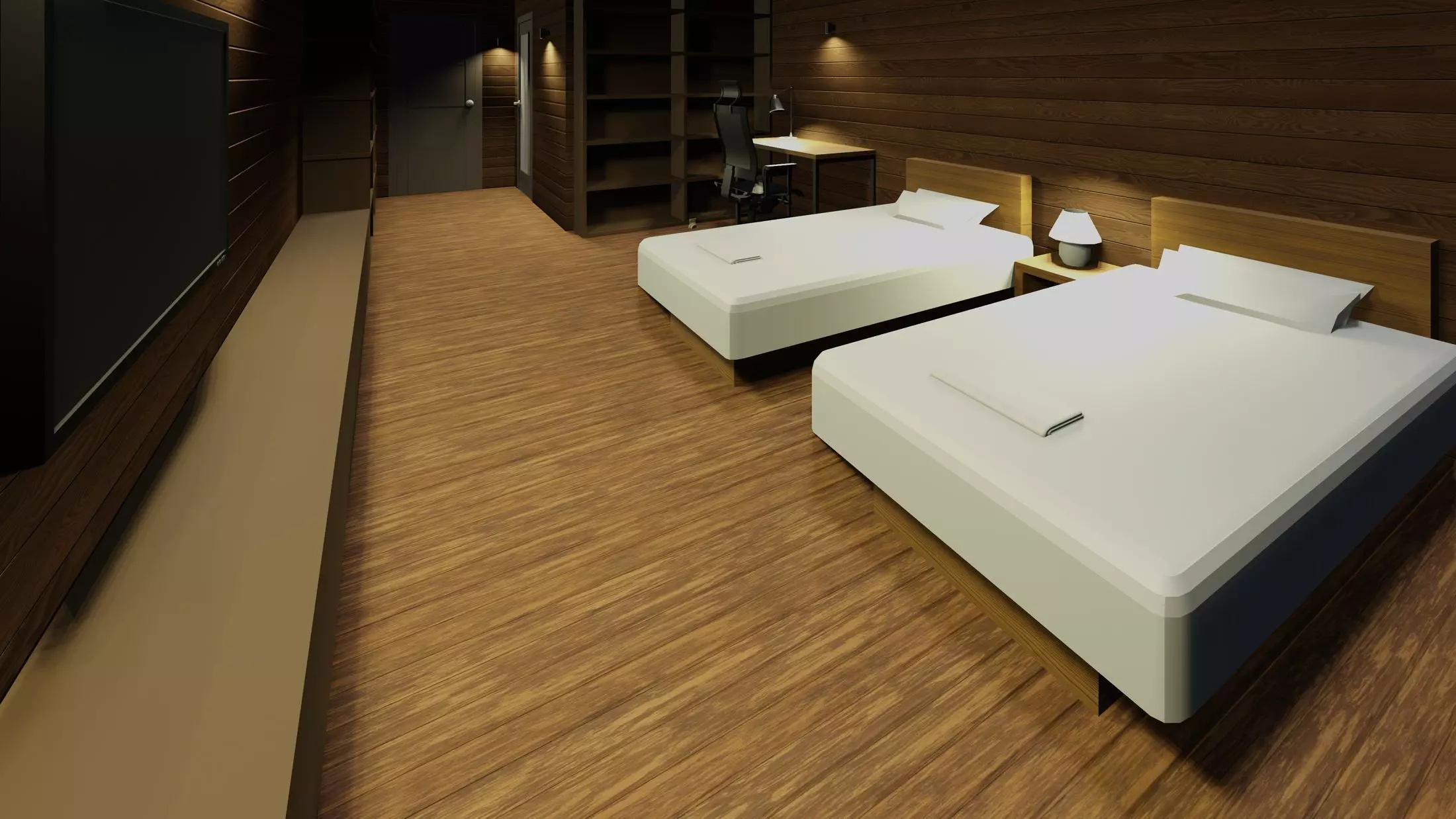 Simple bedroom plan - 2 3D model_0