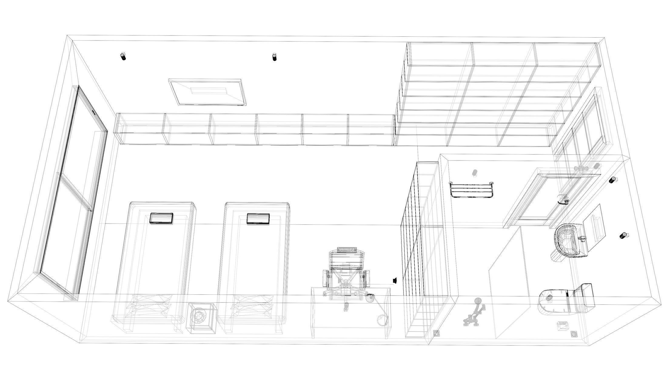 Simple bedroom plan - 2 3D model_6