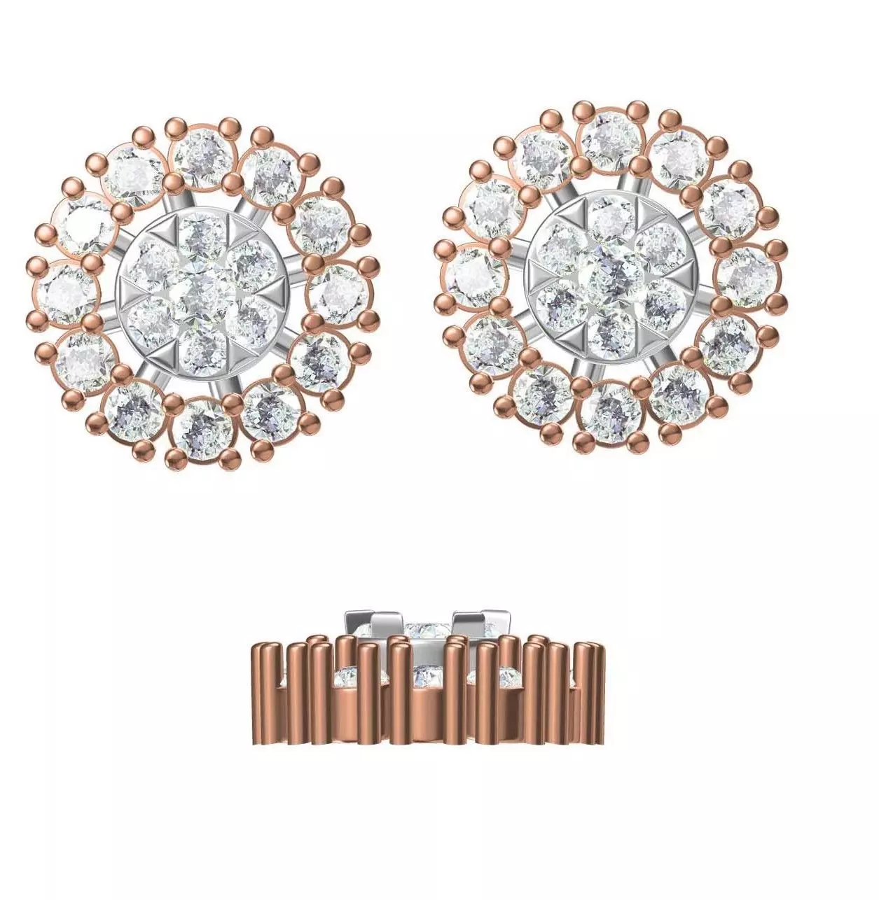 Women Diamond Earrings STL FBX JCD Details 3D print model
