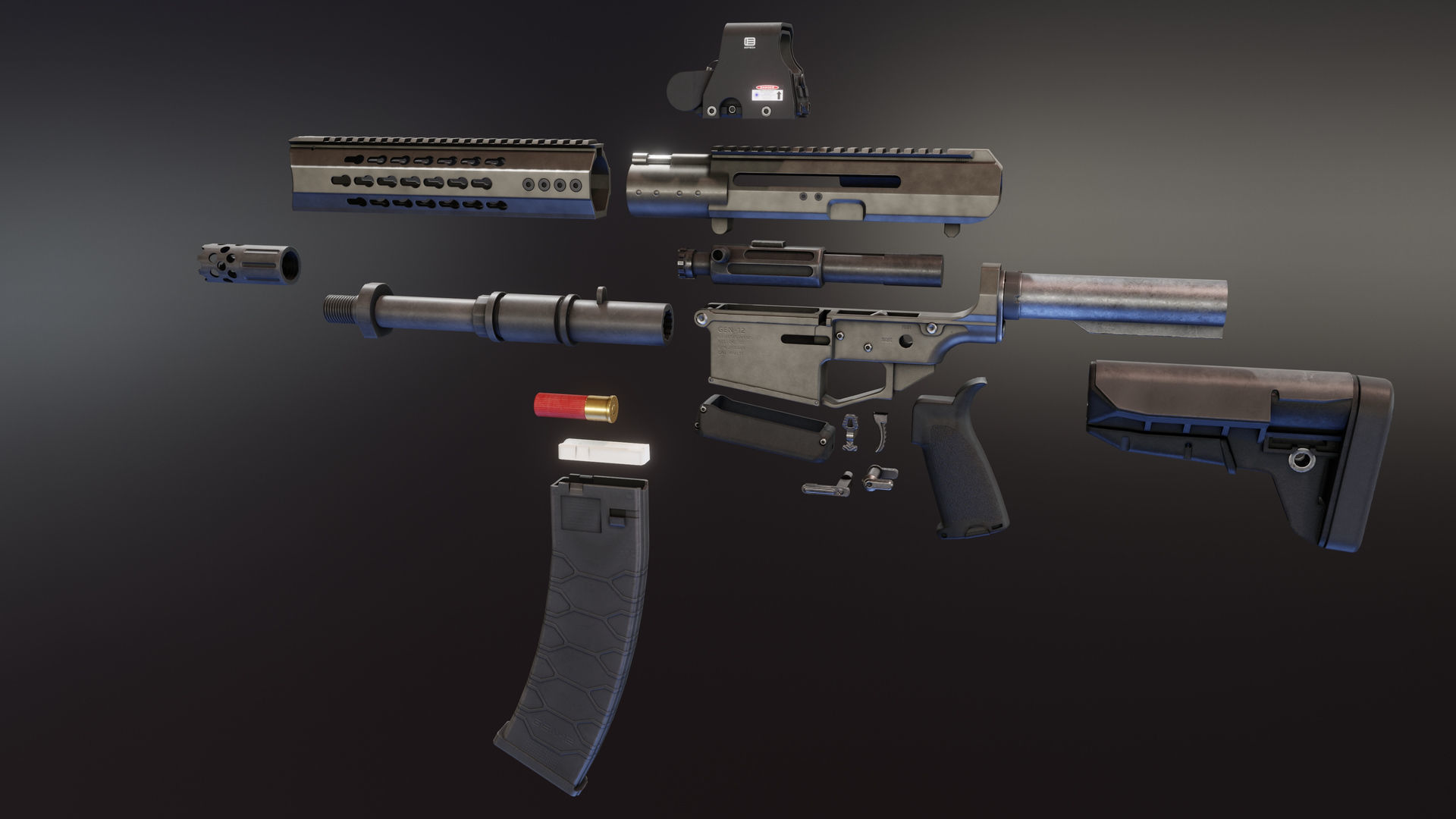 Dracarys Gen-12 Shotgun Low-poly 3D model_3