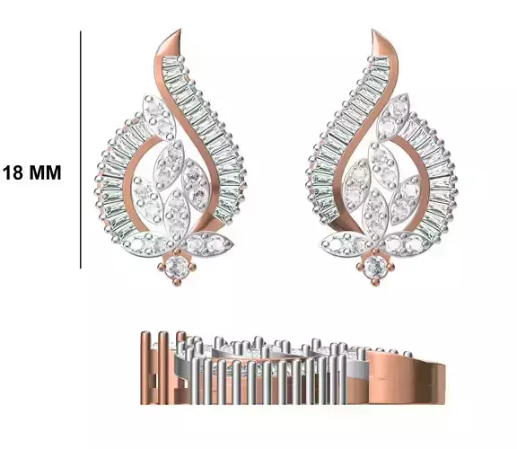 Women Diamond Earrings STL FBX JCD Details 3D print model