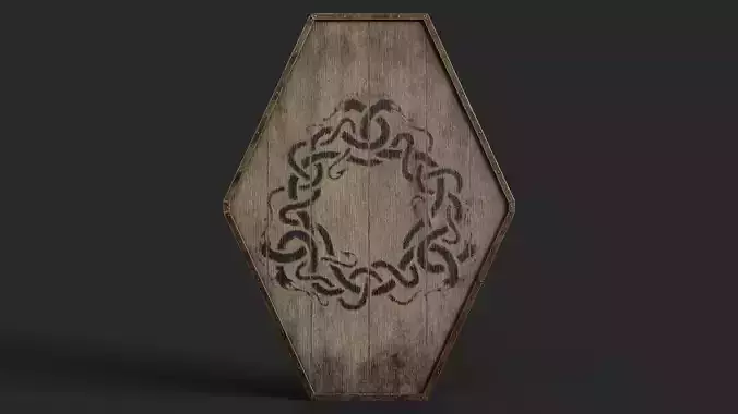Slavic diamond-shaped shield painted uroboros symbol