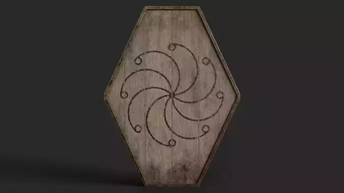 Slavic diamond-shaped shield painted radial symbol