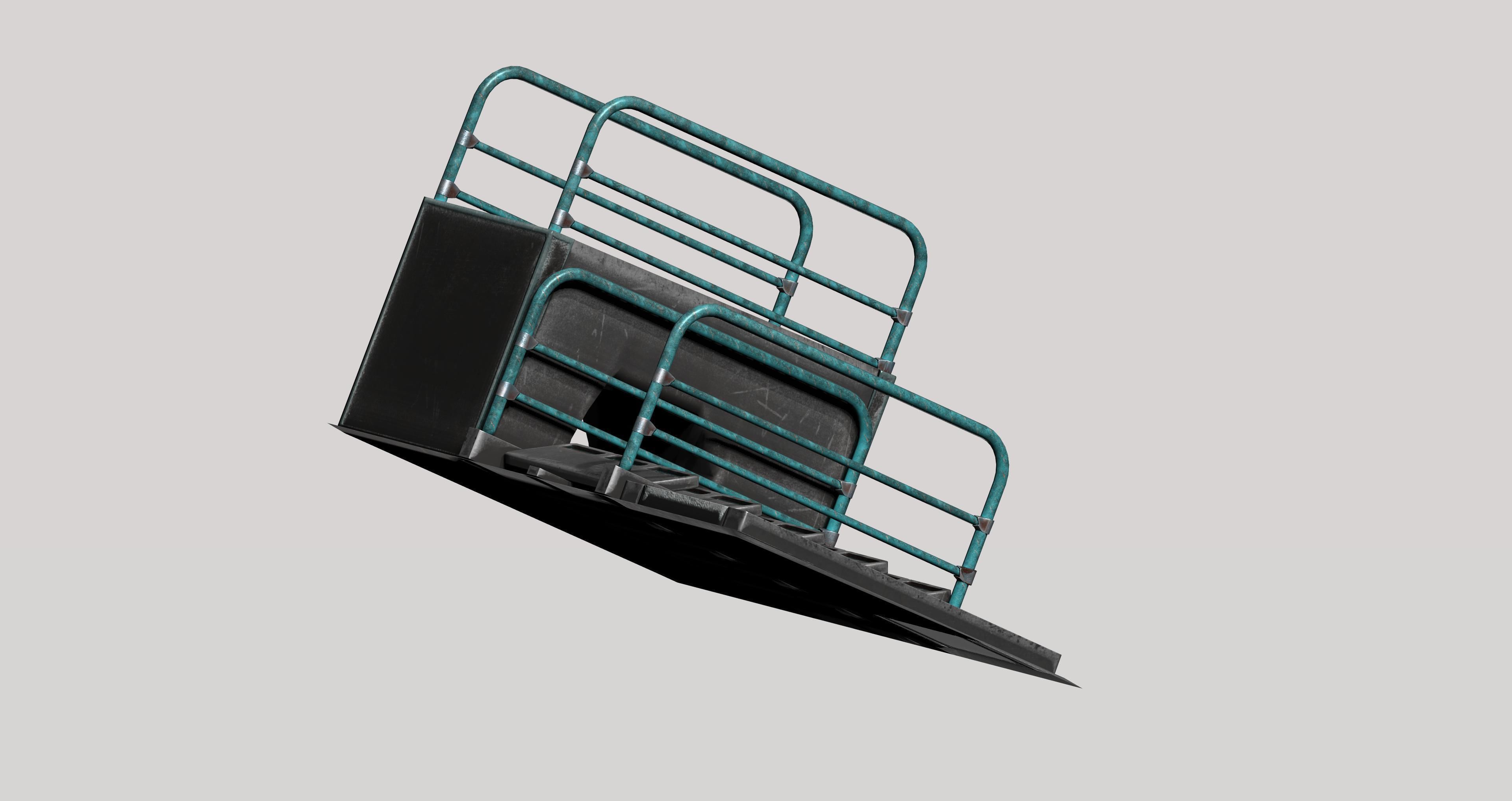 Sci-fi metal stairs with rail Low-poly 3D model_3