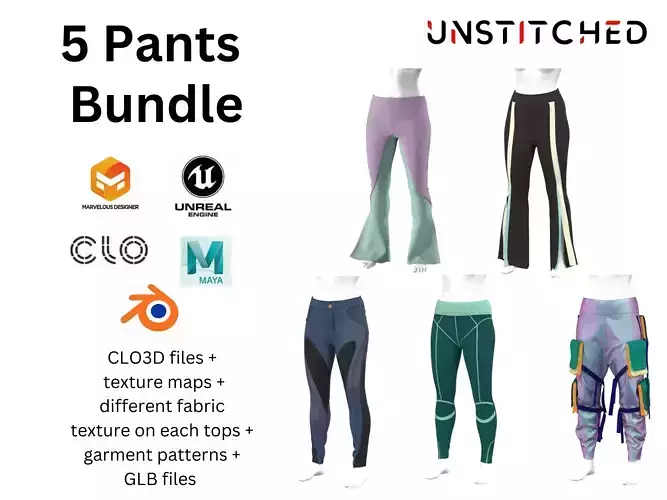 Unstitched Trousers 2 3D model