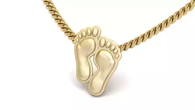 Gold Lucky Feet Pendant 