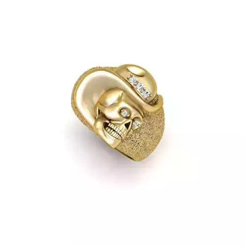 cow boy skull ring 3D print model