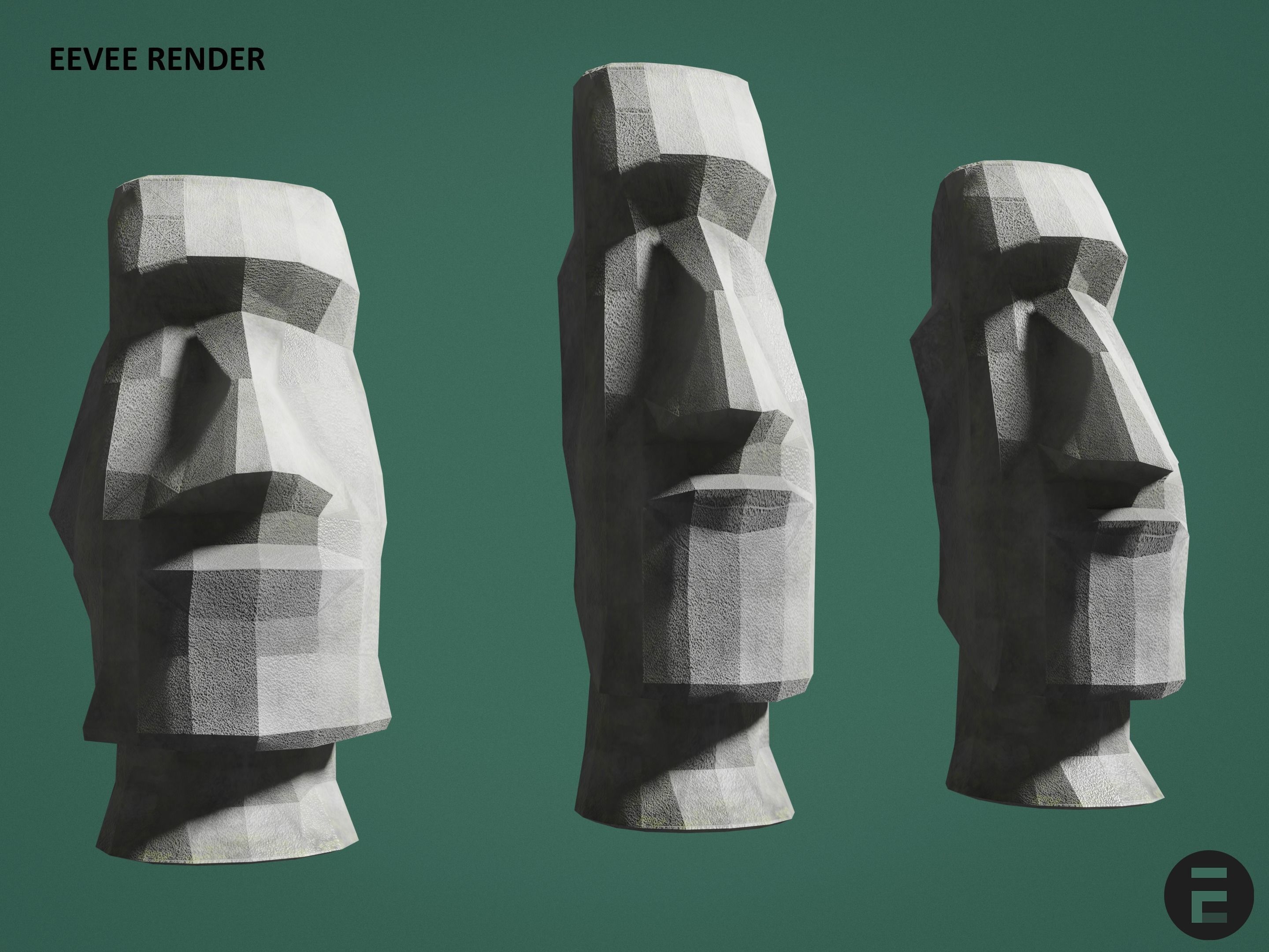 Moai statue - Easter Island Low-poly 3D model_2