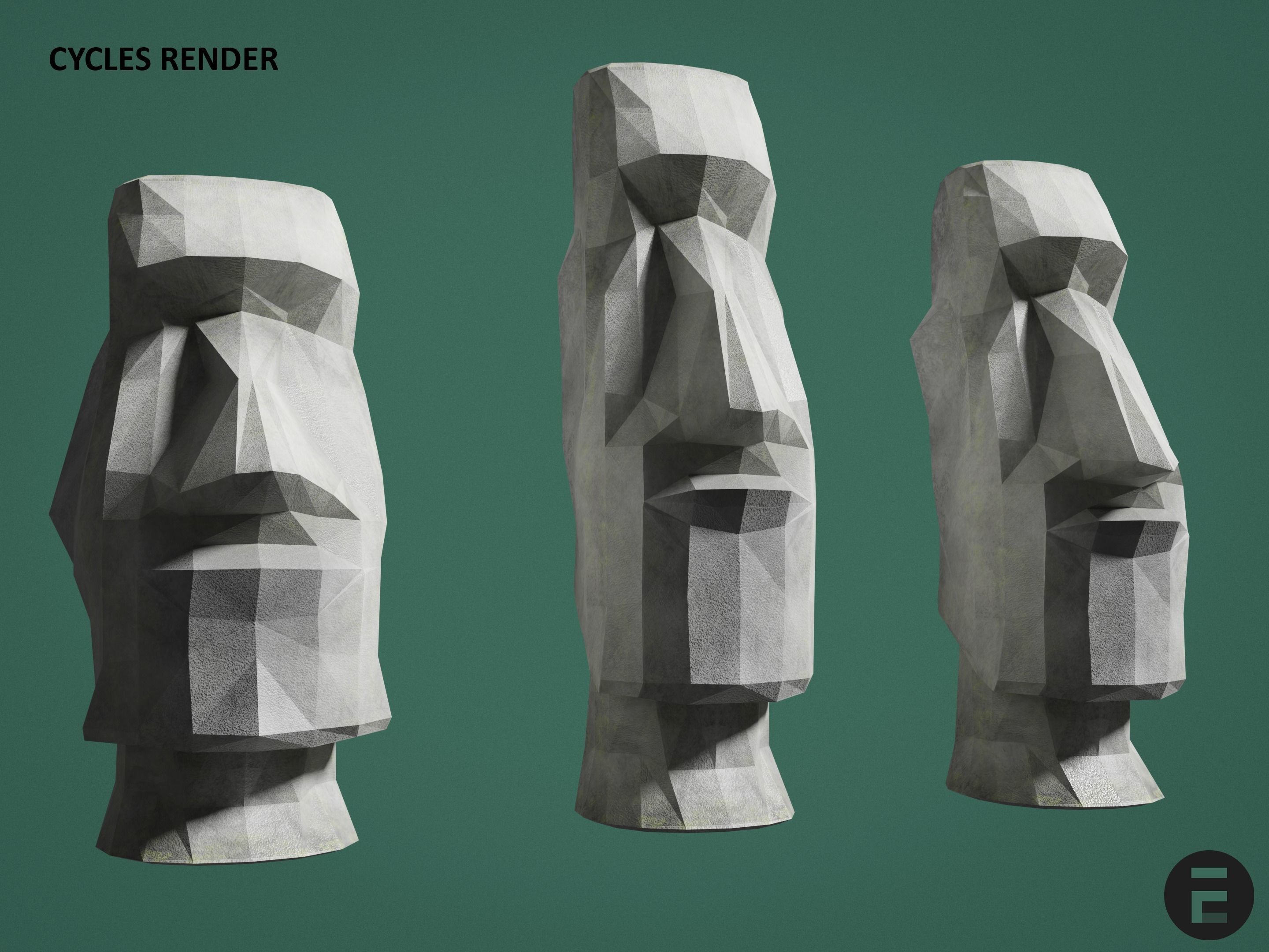 Moai statue - Easter Island Low-poly 3D model_1