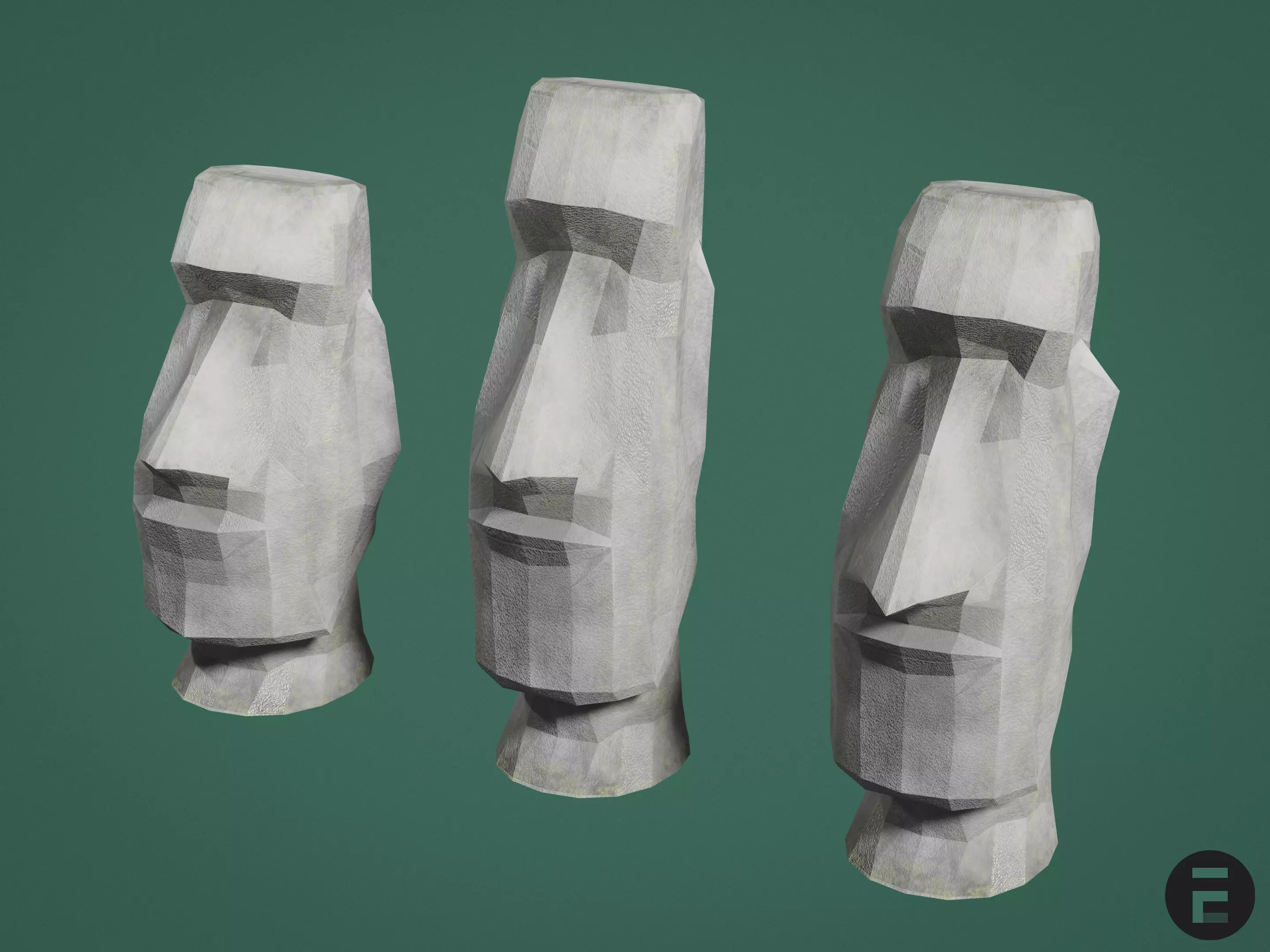 Moai statue - Easter Island Low-poly 3D model_0