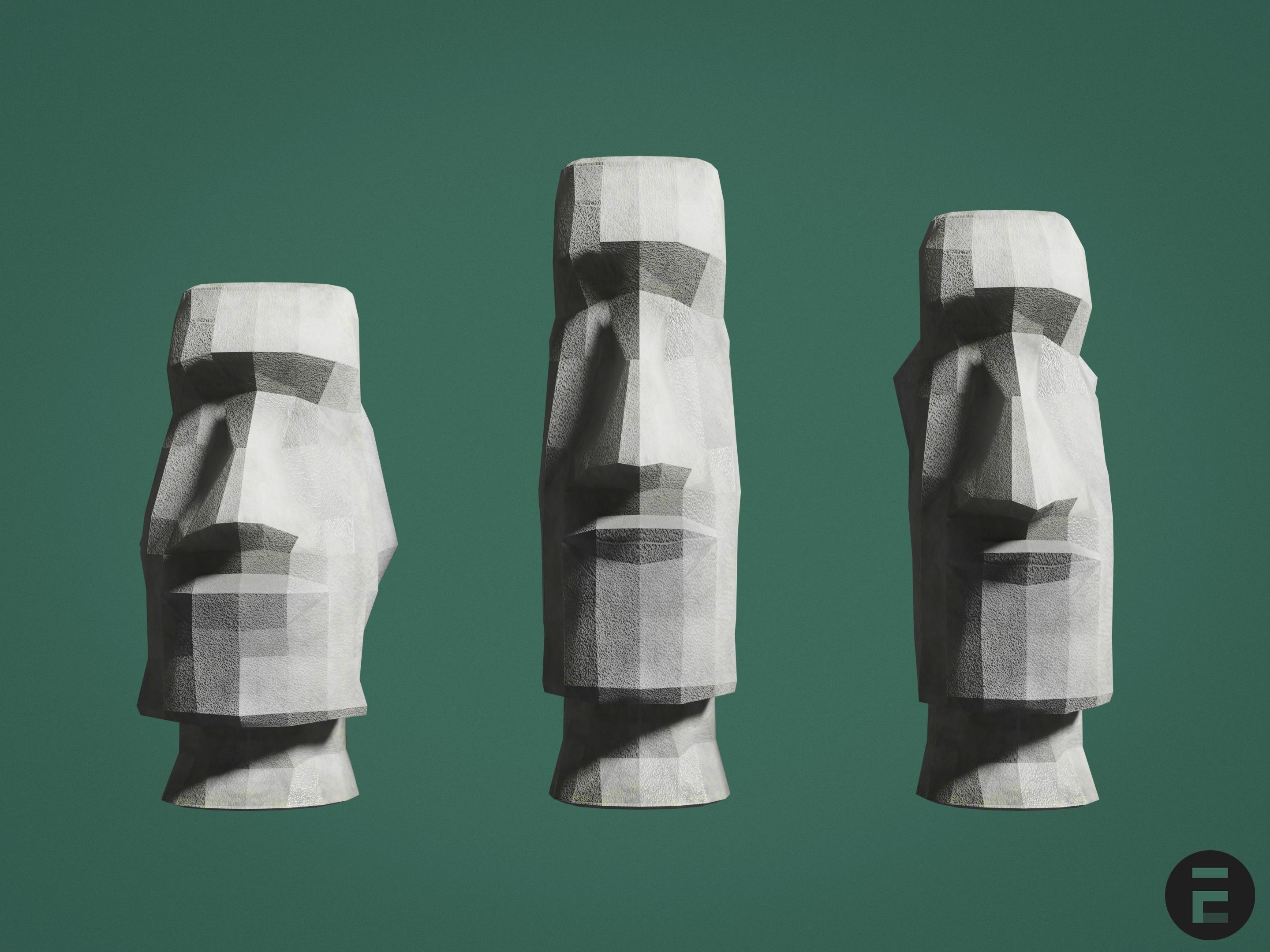 Moai statue - Easter Island Low-poly 3D model_3