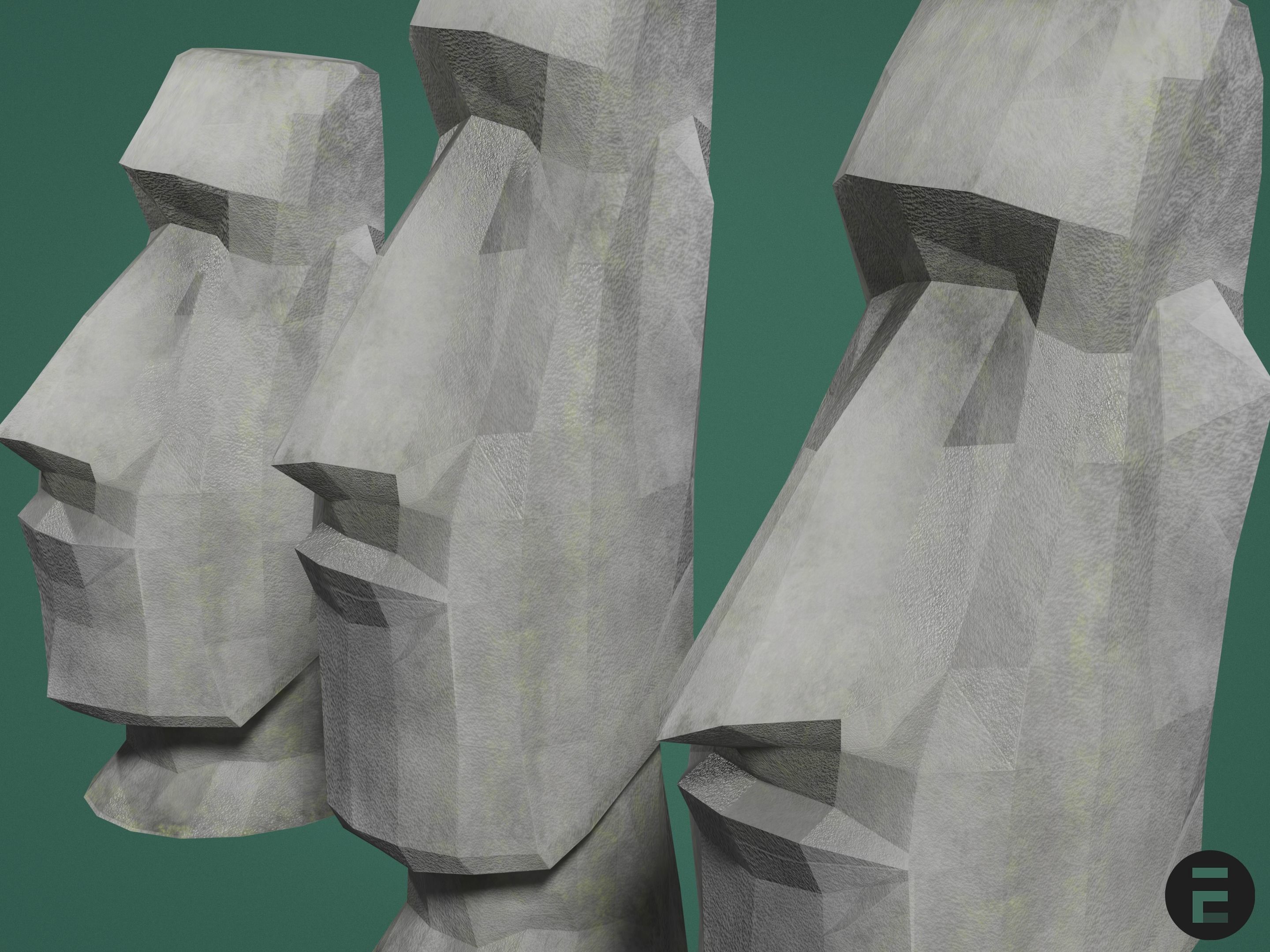 Moai statue - Easter Island Low-poly 3D model_6