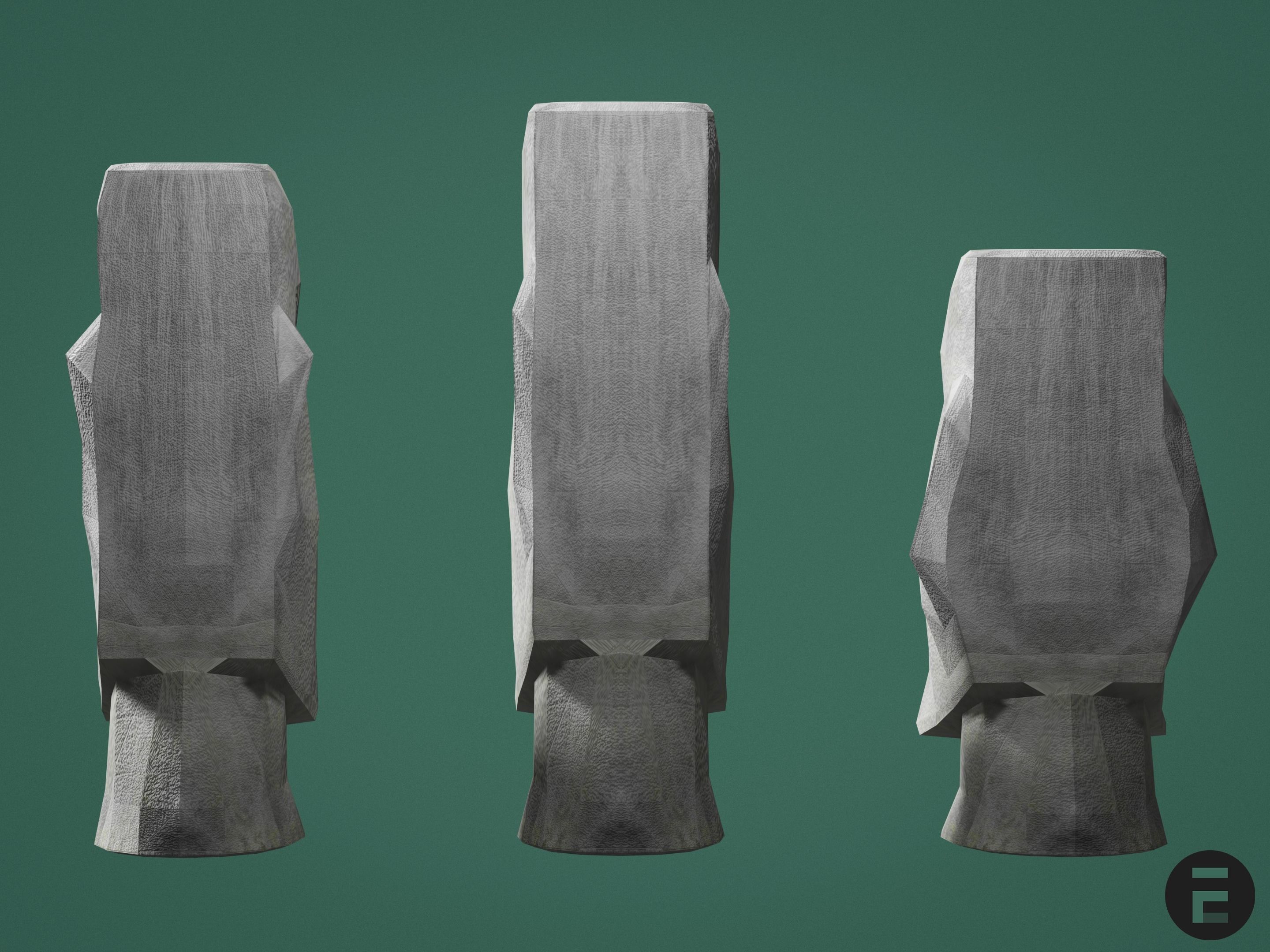 Moai statue - Easter Island Low-poly 3D model_4