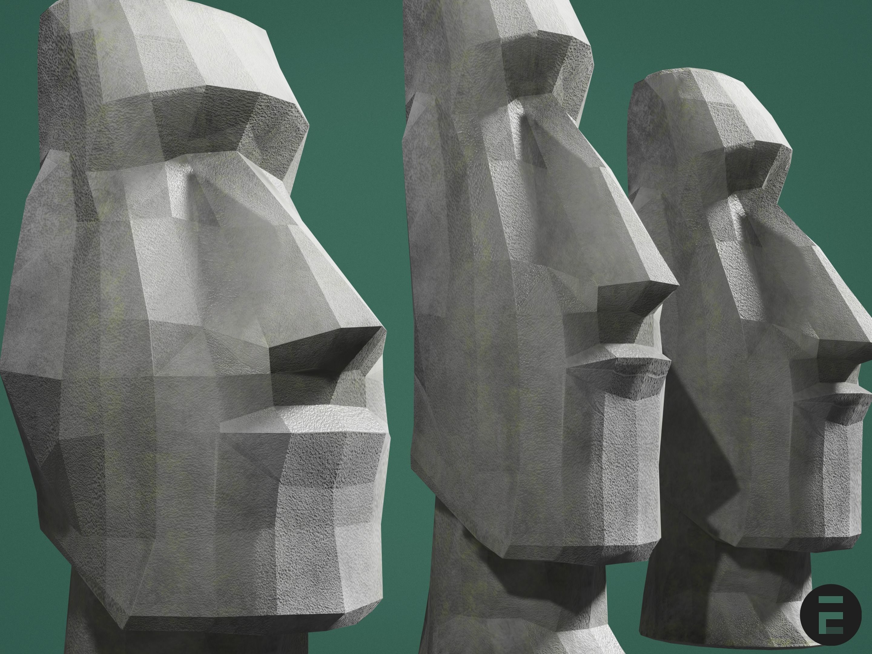 Moai statue - Easter Island Low-poly 3D model_5