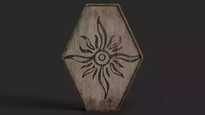 Slavic diamond-shaped shield painted Sun symbol