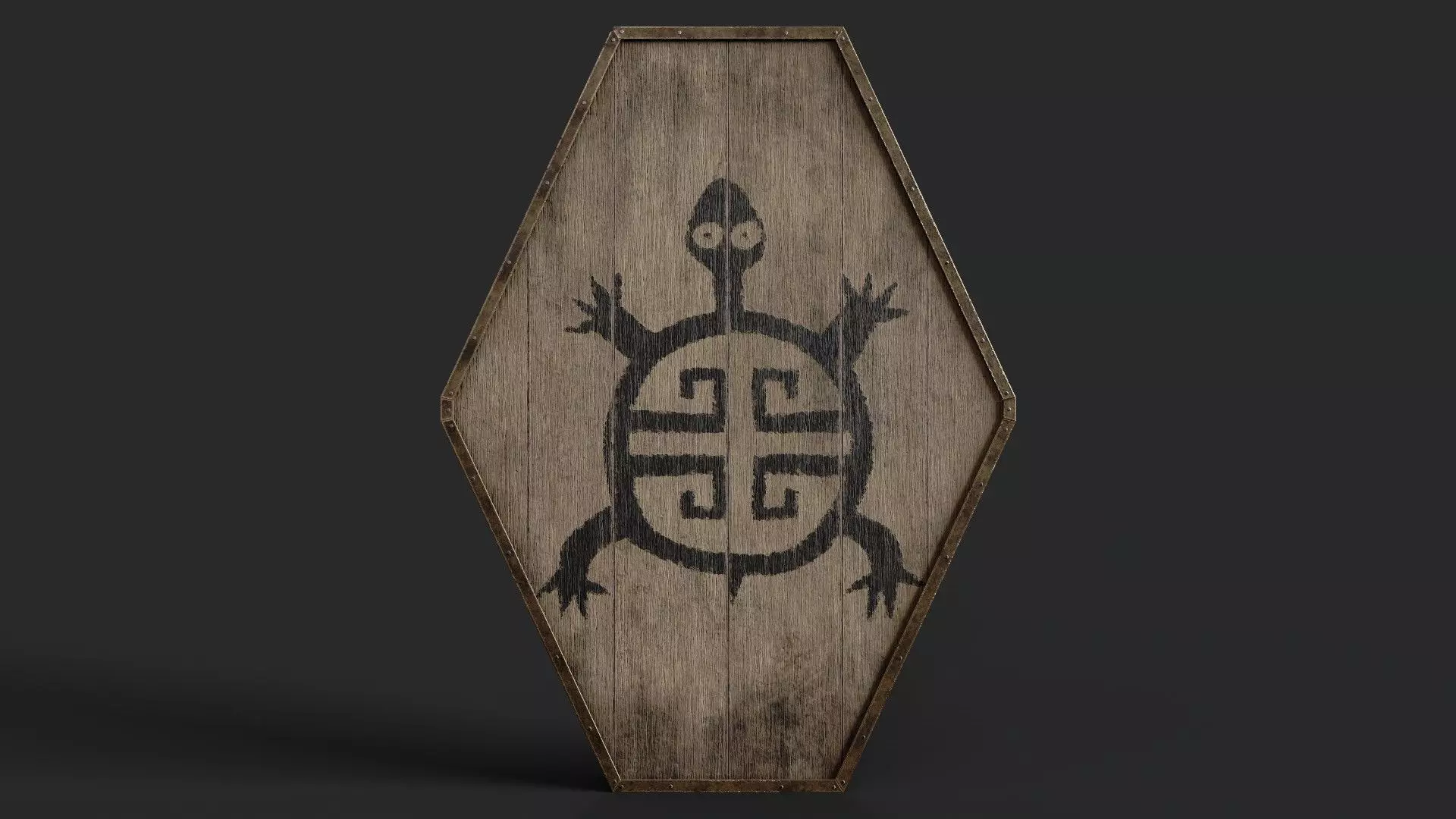 Slavic diamond-shaped shield painted turtle symbol Low-poly 3D model_0