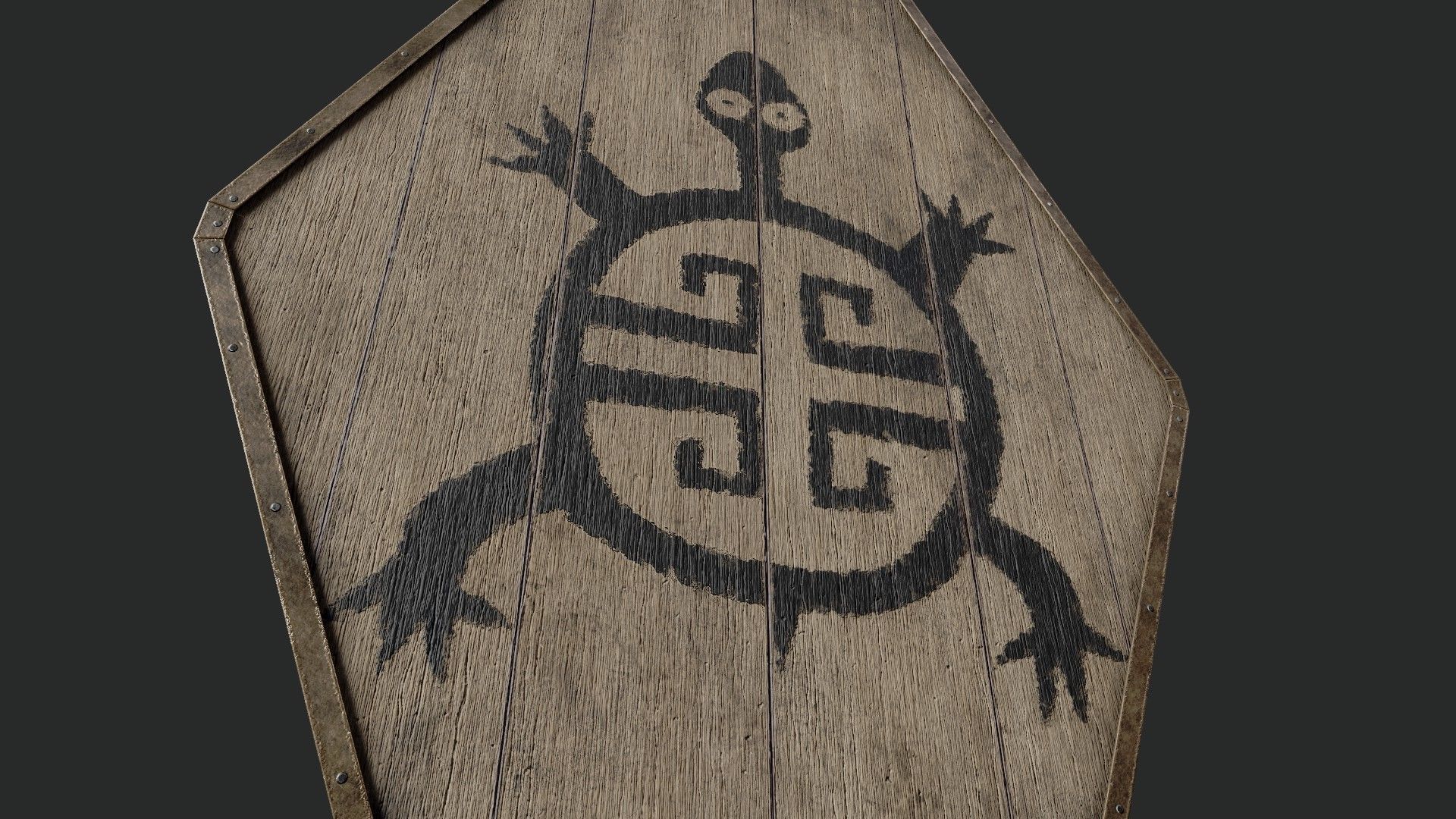 Slavic diamond-shaped shield painted turtle symbol Low-poly 3D model_5