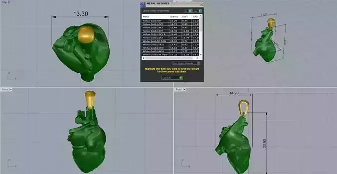 Golden heart 3D model