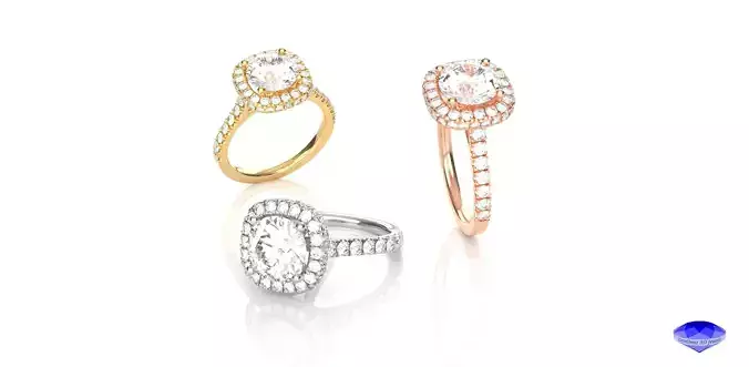 Cushion Halo Diamond Engagement Ring