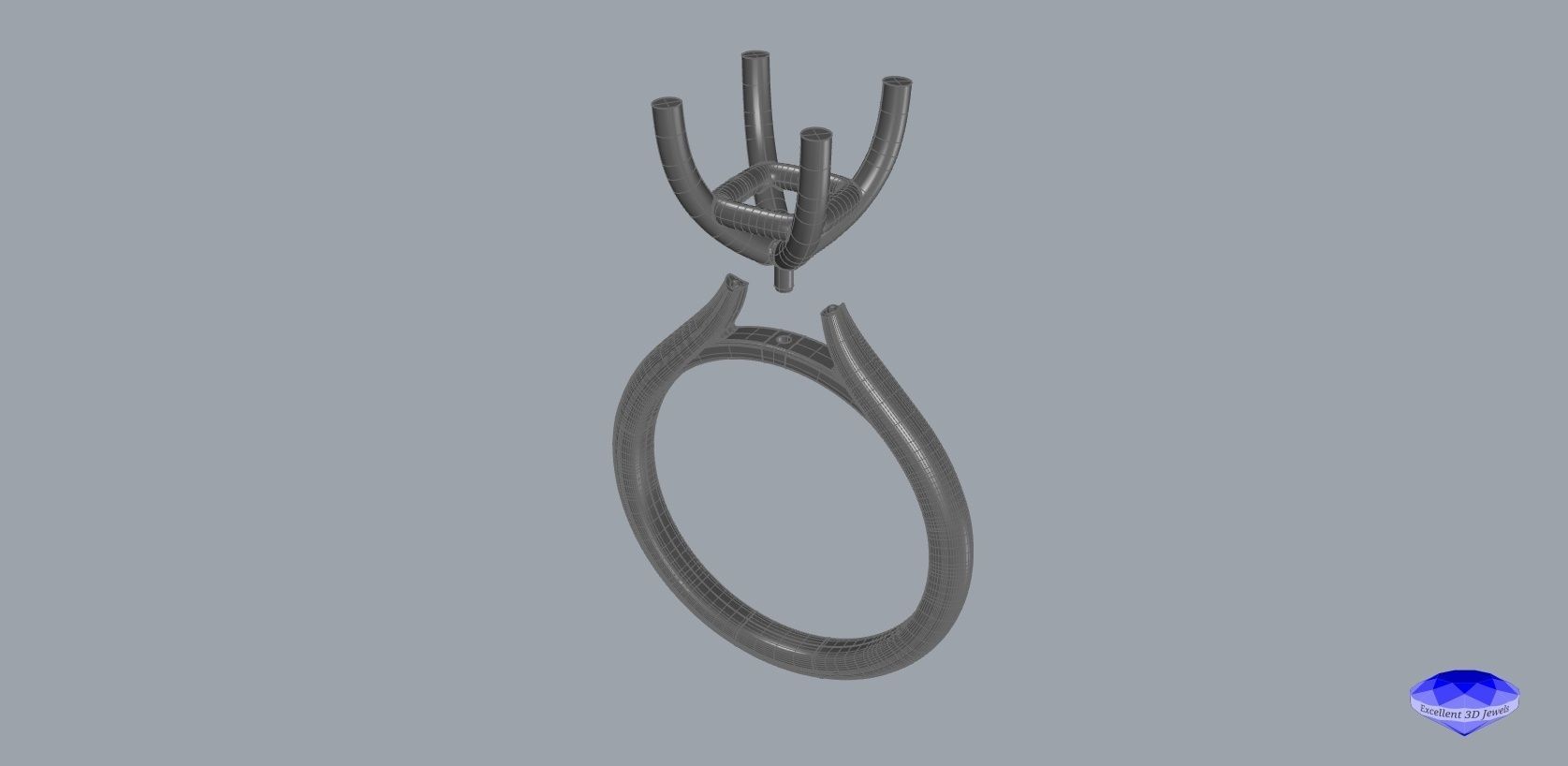 Princess Cut Diamond Solitaire Ring  3D print model_6