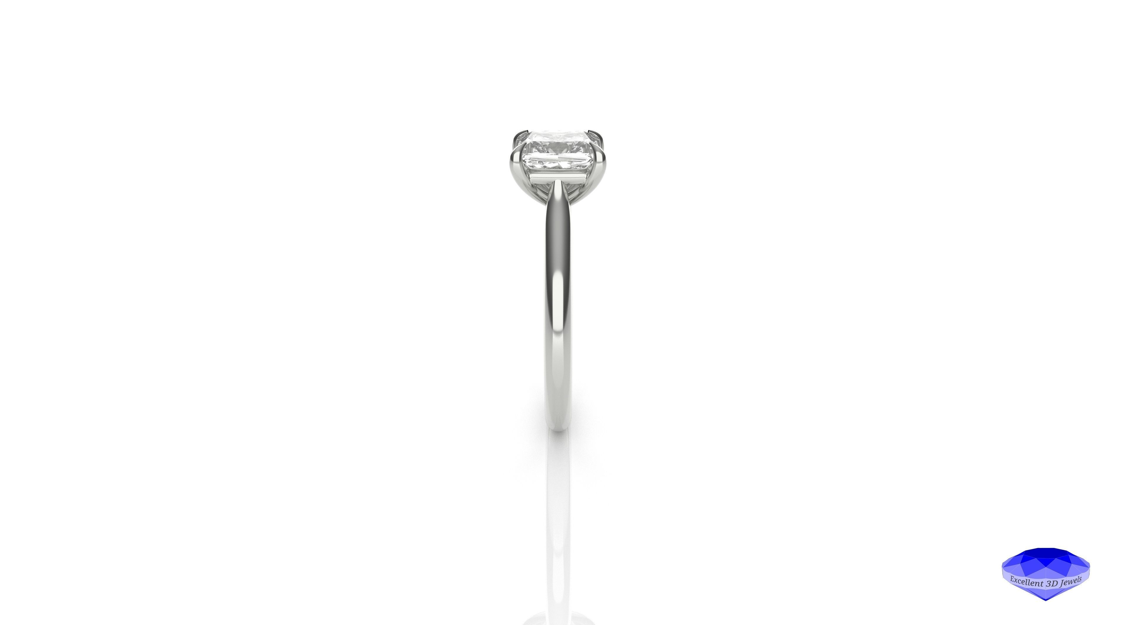 Princess Cut Diamond Solitaire Ring  3D print model_4