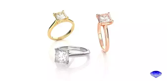 Princess Cut Diamond Solitaire Ring  3D print model