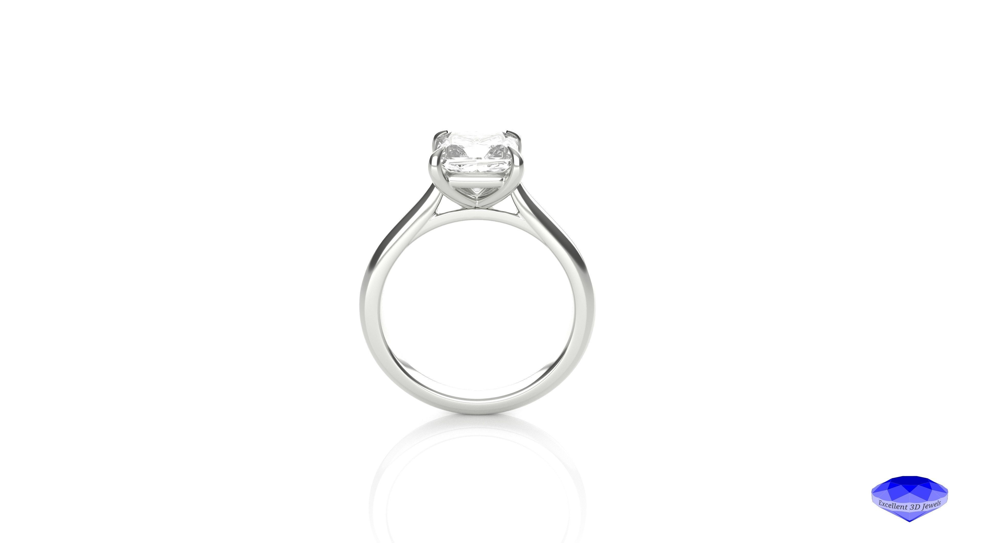 Princess Cut Diamond Solitaire Ring  3D print model_2