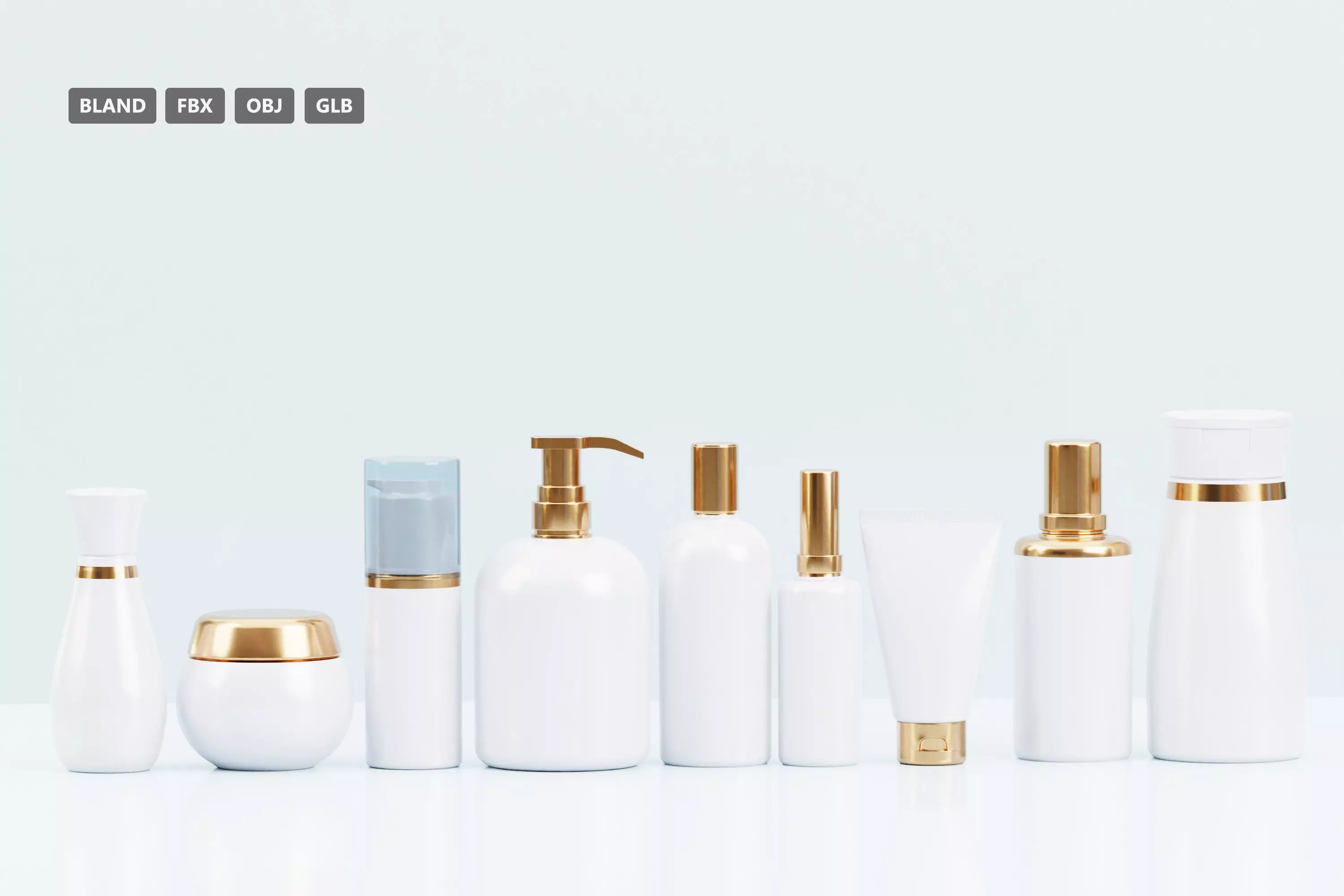 Cosmetic Bottle And Tube Set 3D model Collection Low-poly 3D model