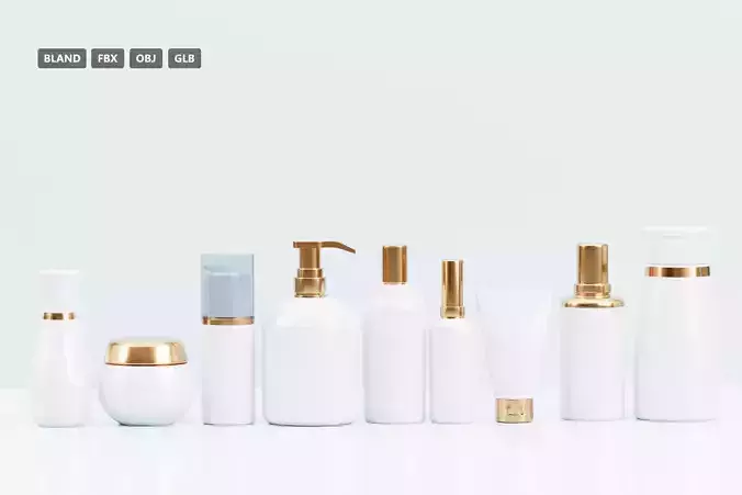 Cosmetic Bottle And Tube Set 3D model Collection