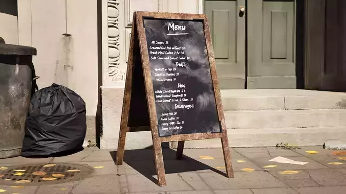 Chalkboard Menu Low-poly 3D model