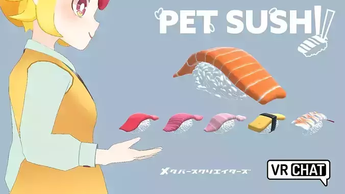 PET SUSHI Salmon VRchat SDK3 3D model