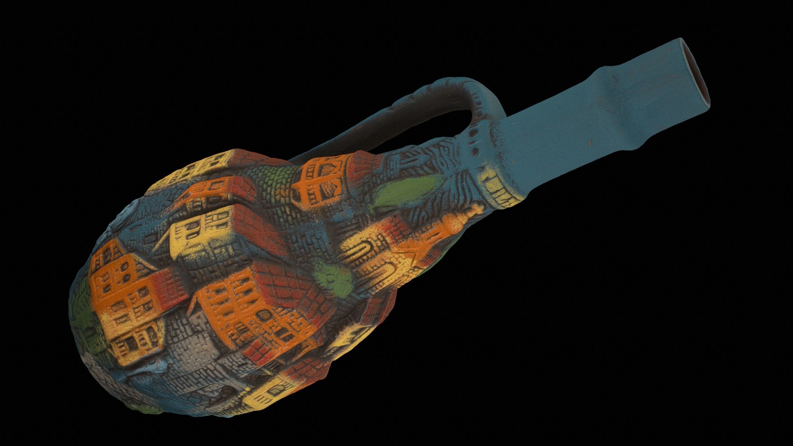 Georgian wine ceramic bottle Low-poly 3D model_5