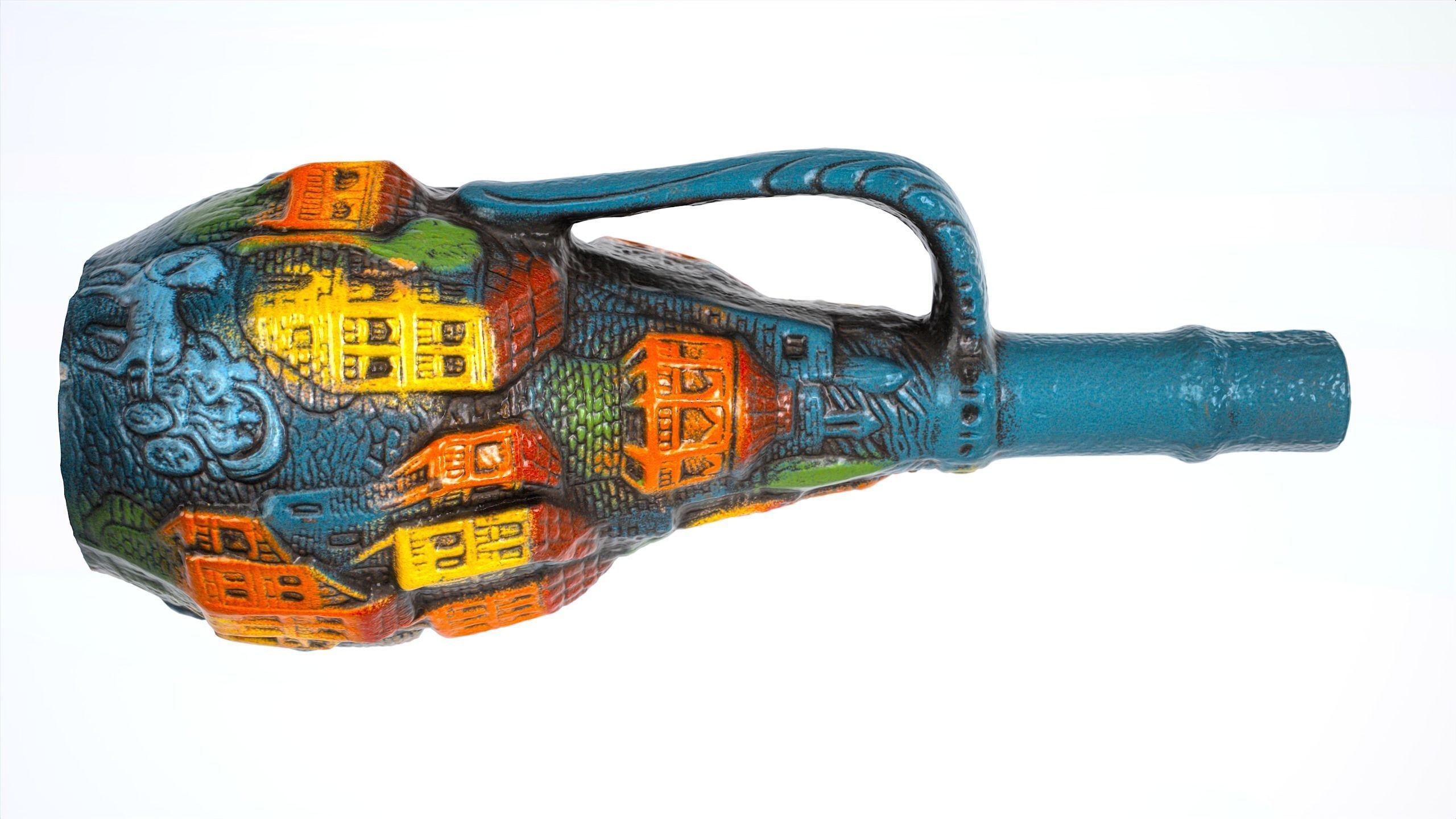 Georgian wine ceramic bottle Low-poly 3D model_2