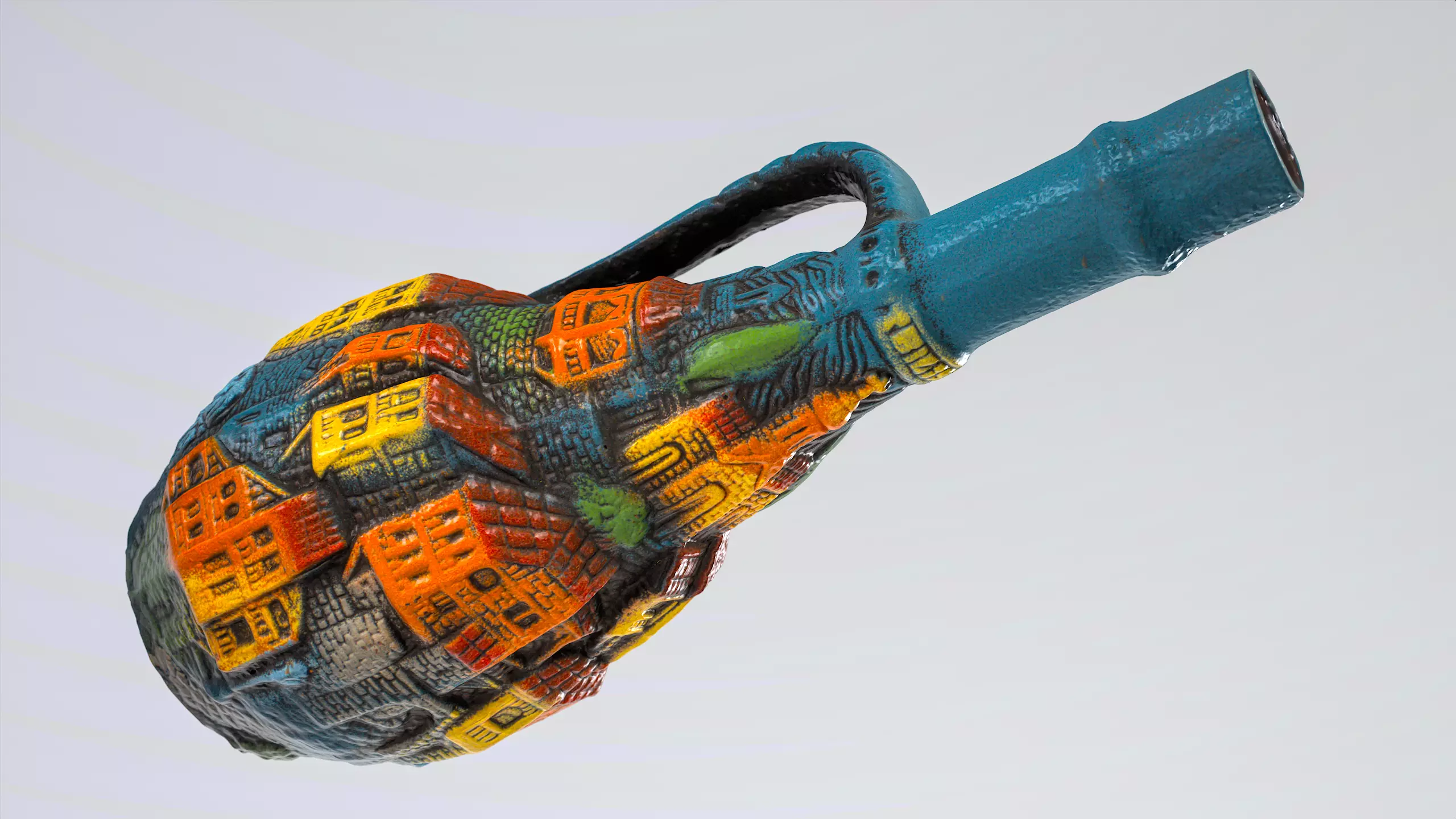 Georgian wine ceramic bottle Low-poly 3D model_0