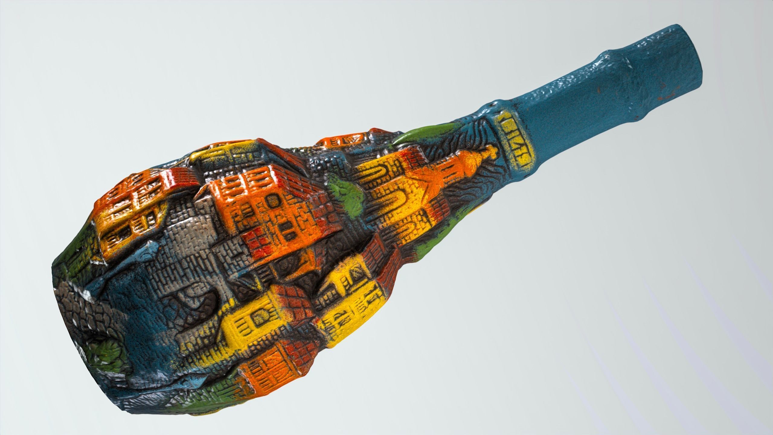 Georgian wine ceramic bottle Low-poly 3D model_3