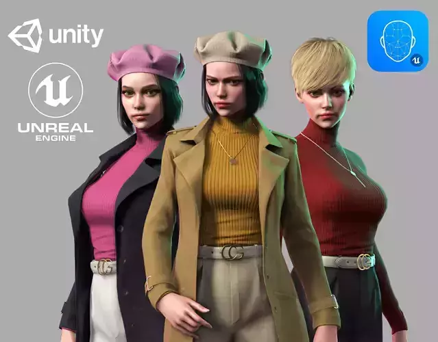 Streetwear Girl 2-14 - Street Wear Girls Pack Game-Ready Low-poly 3D model