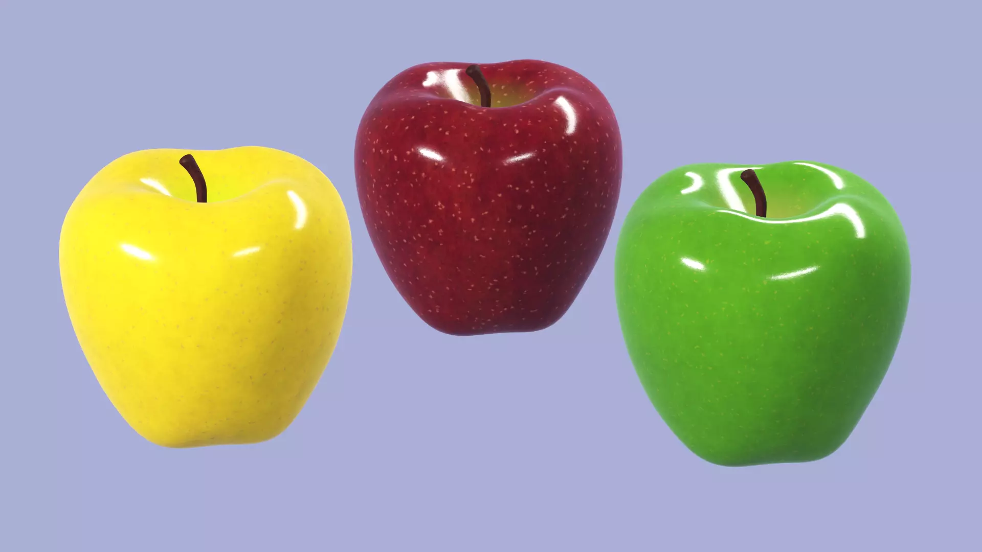 Red Green and Yellow Apples 3D Model Collection_0