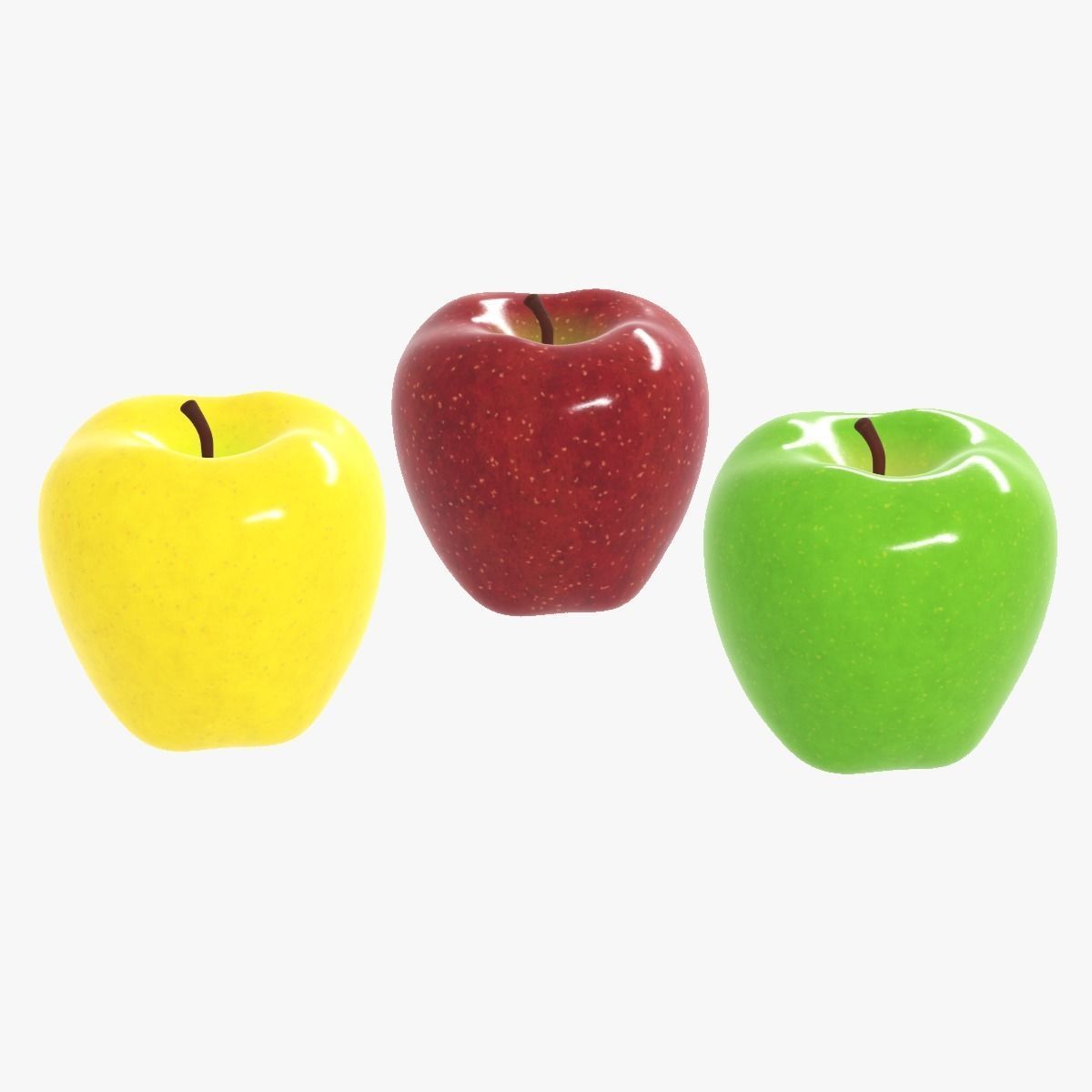 Red Green and Yellow Apples 3D Model Collection_4
