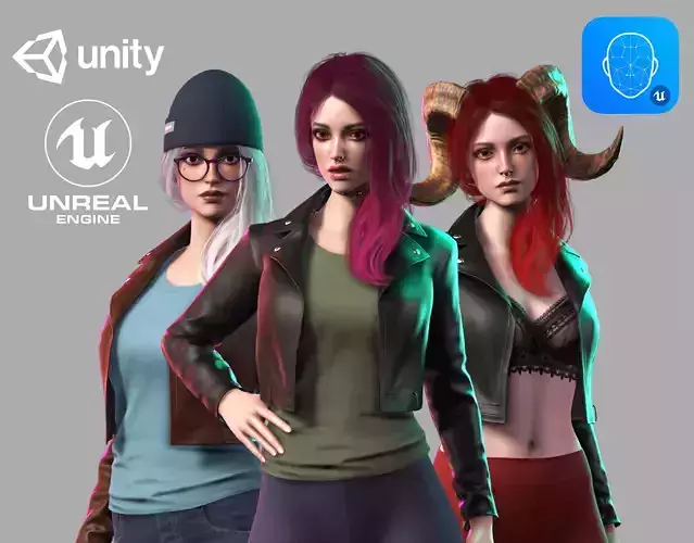 Streetwear Girl 3-15 - Street Wear Girls Pack Game-Ready Low-poly 3D model