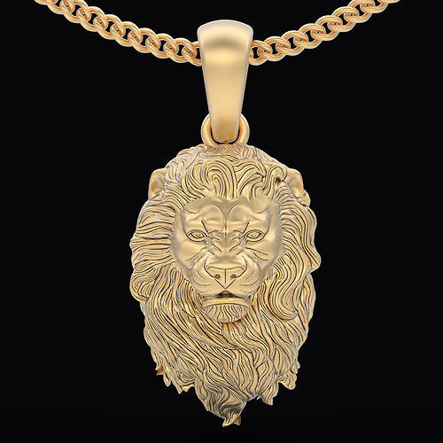 Lion silver  pendant gold jewelry printable 3D model 3D print model