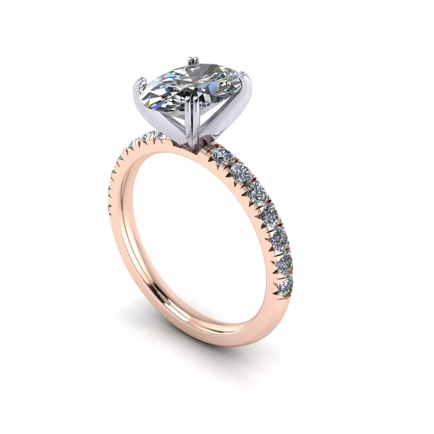 Oval Pave Engagement Ring 3D print model