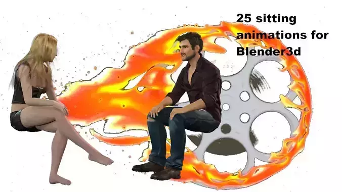 25 sitting and talking animations Blender3d  3D model