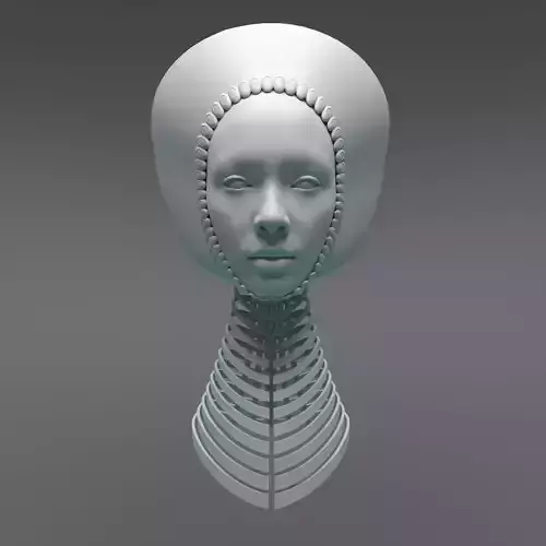 Solarpunk Cyborg Headdress 3D model