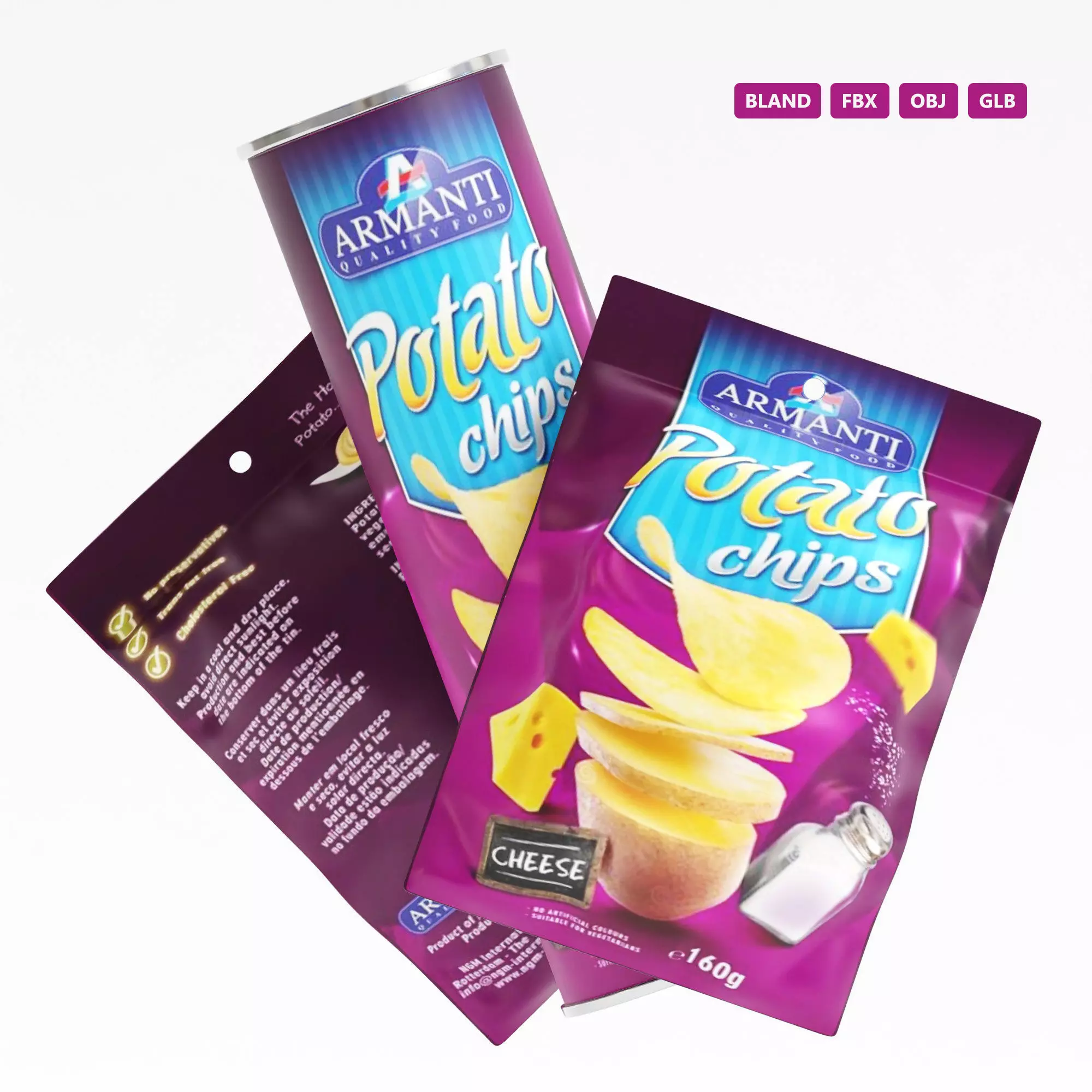 Food packaging chips 3D model Low-poly 3D model