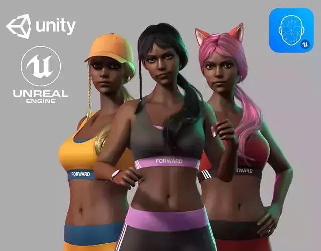 Streetwear Girl 2-17 - Sportswear Girls Pack Game-Ready Low-poly 3D model