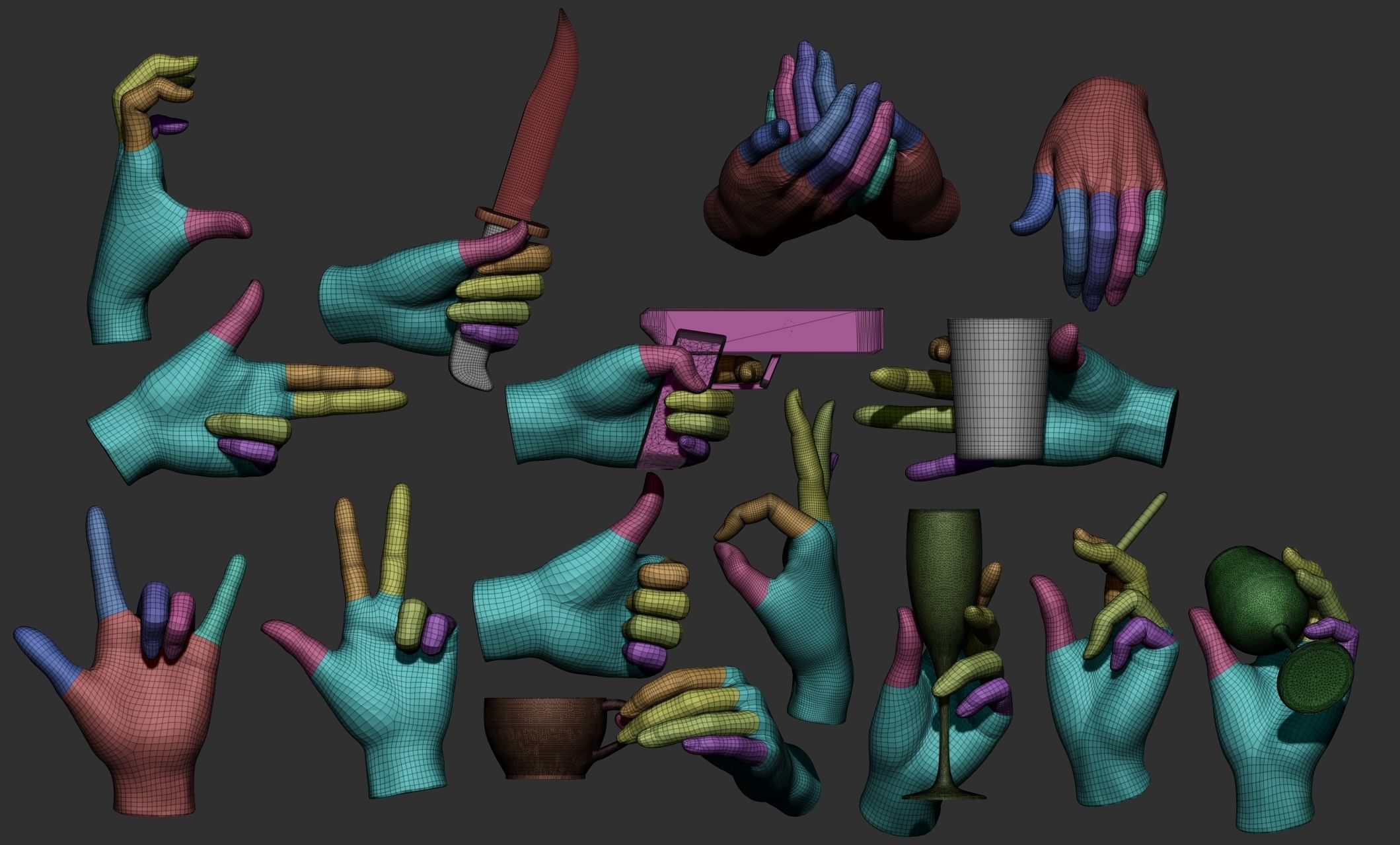15 Female hand poses 3D model_17