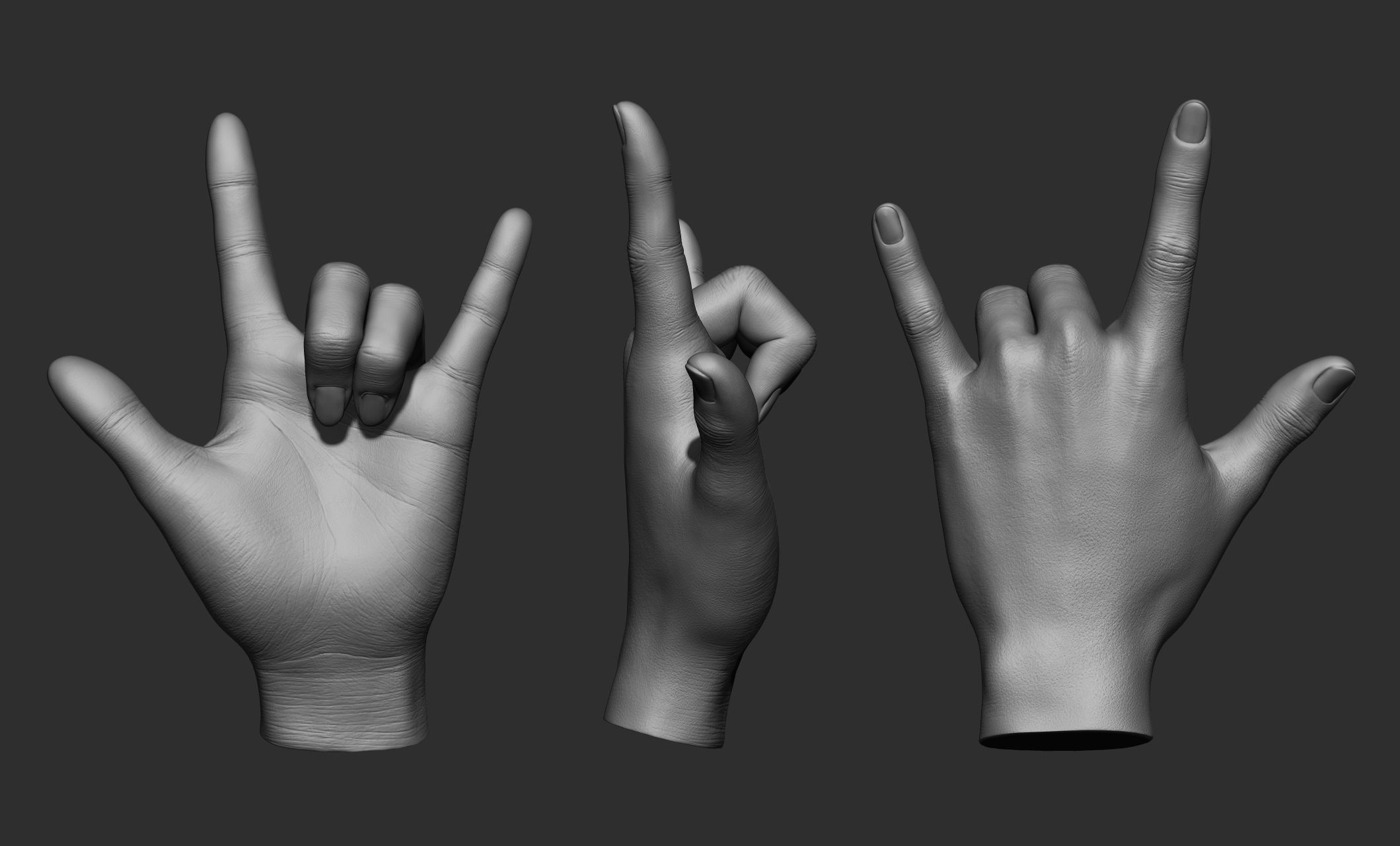 15 Female hand poses 3D model_13