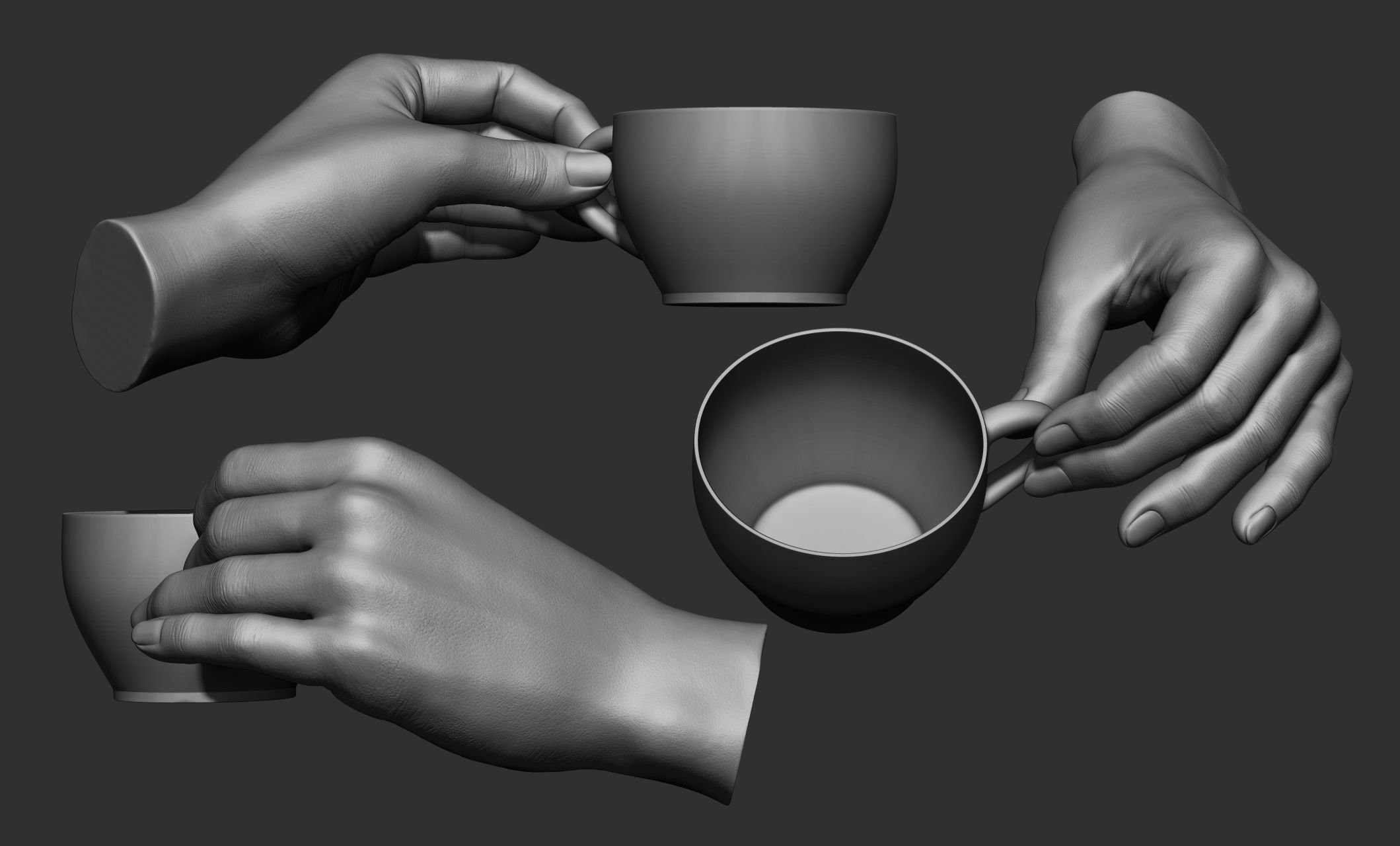 15 Female hand poses 3D model_3
