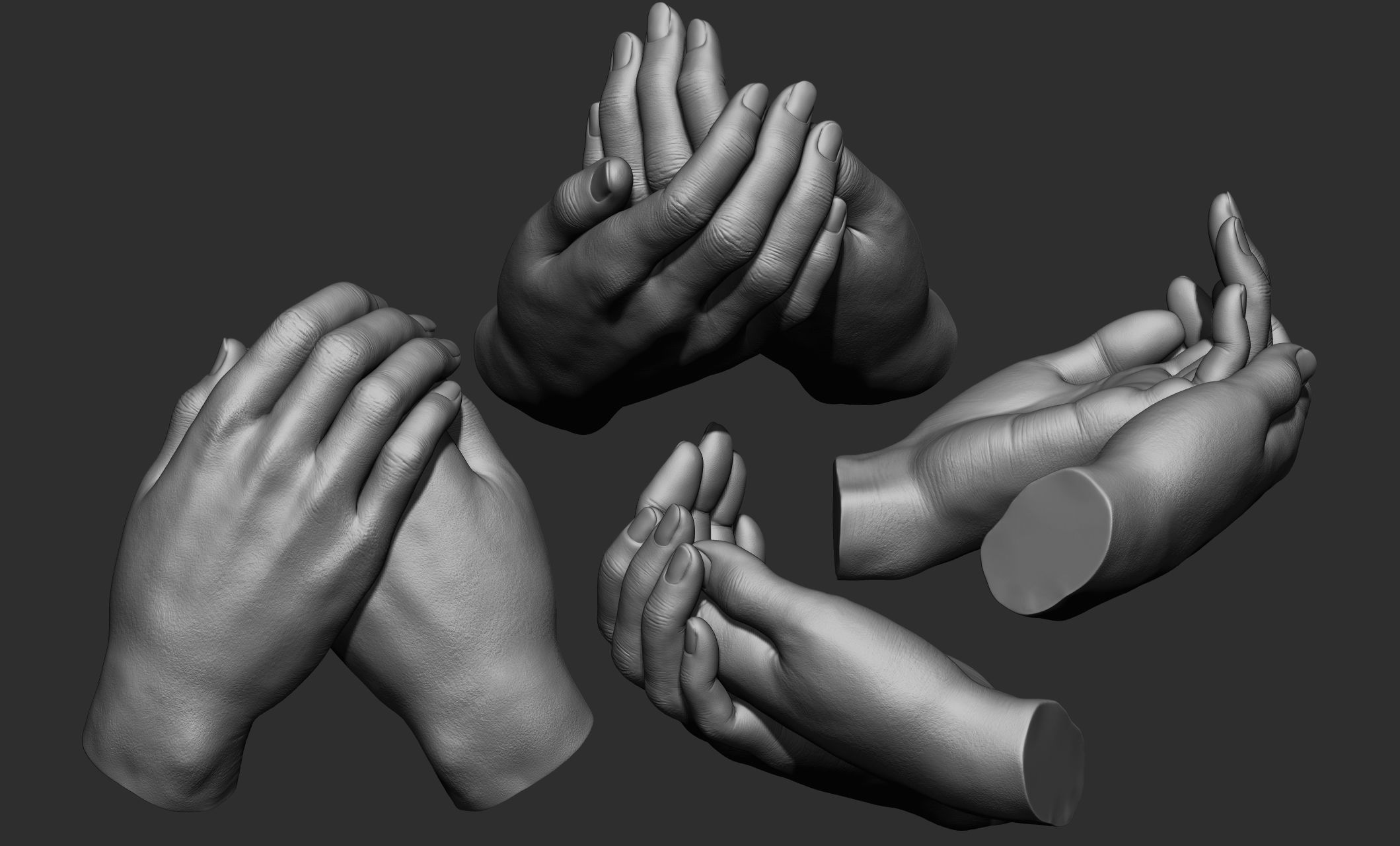 15 Female hand poses 3D model_11