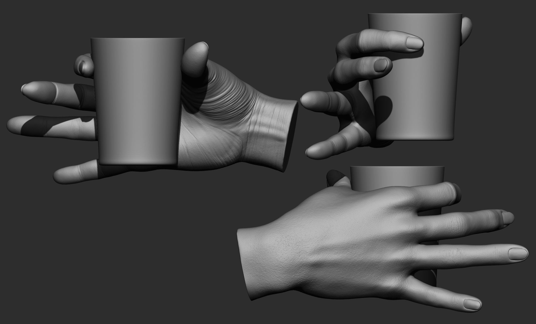 15 Female hand poses 3D model_8